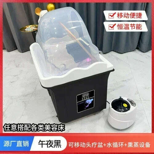 KIMLUD, Beauty Salon Massage Couch Movable Head Therapy Machine Water Circulation Fumigation Head Recuperation Hair Shampoo Basin, A fumigation, KIMLUD Womens Clothes