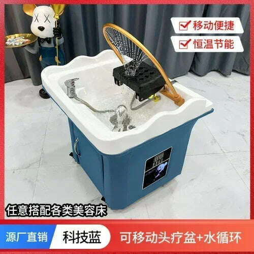 KIMLUD, Beauty Salon Massage Couch Movable Head Therapy Machine Water Circulation Fumigation Head Recuperation Hair Shampoo Basin, C water circulation, KIMLUD Womens Clothes
