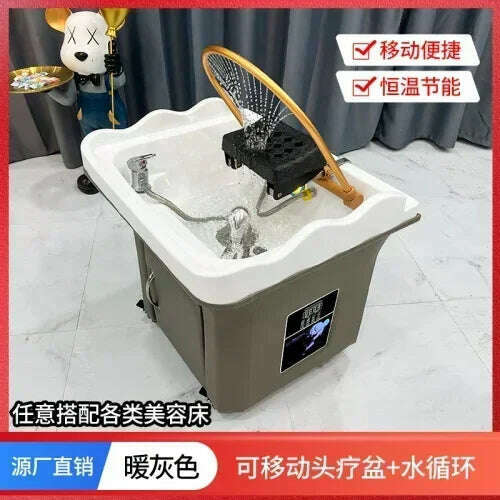 KIMLUD, Beauty Salon Massage Couch Movable Head Therapy Machine Water Circulation Fumigation Head Recuperation Hair Shampoo Basin, B water circulation, KIMLUD Womens Clothes