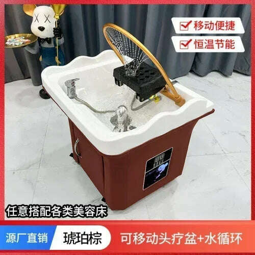 KIMLUD, Beauty Salon Massage Couch Movable Head Therapy Machine Water Circulation Fumigation Head Recuperation Hair Shampoo Basin, E water circulation, KIMLUD Womens Clothes