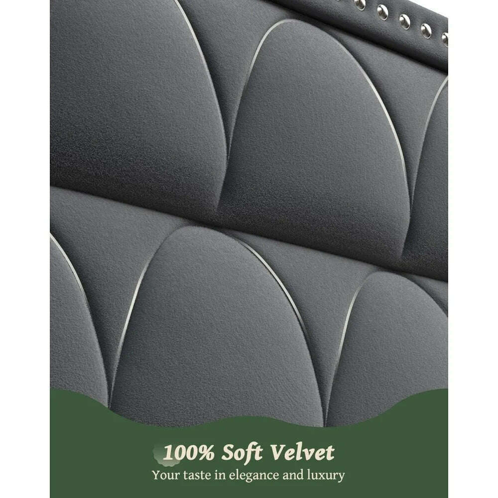 KIMLUD, Bed Frame with -1000LBS Capacity Support, Velvet Upholstered Wingback Platform Bed Frame, Noise Free, Sturdy Wooden Slat Support, KIMLUD Womens Clothes