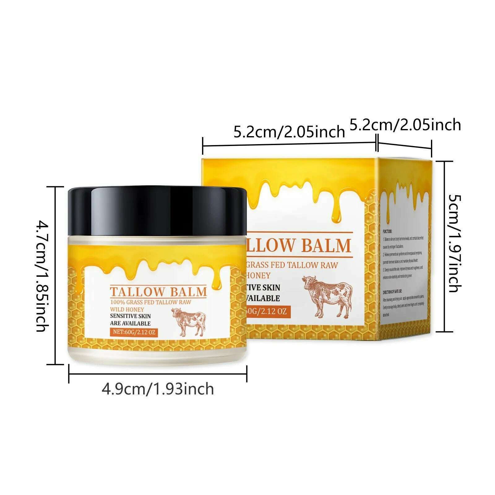 Beef Tallow Balm, Beef Tallow Cream For Skin Care, Wrinkle Tallow Balm, Grass Fed Tallow Wild Honey, Face And Body Moisturizer - KIMLUD