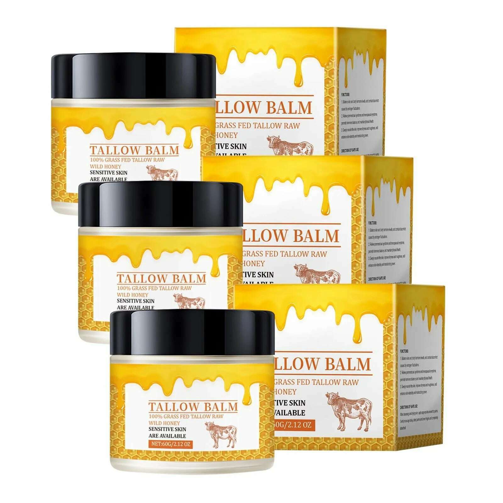 Beef Tallow Balm, Beef Tallow Cream For Skin Care, Wrinkle Tallow Balm, Grass Fed Tallow Wild Honey, Face And Body Moisturizer - KIMLUD