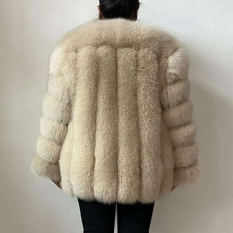 KIMLUD, BEIZIRU Winter Woman Real Fox Fur Coat Warm Fashion Natural New Luxury Stylelong sleeve fashion girls jacket, KIMLUD Womens Clothes