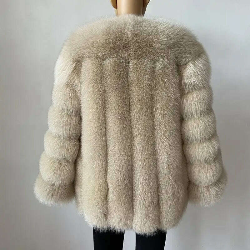 KIMLUD, BEIZIRU Winter Woman Real Fox Fur Coat Warm Fashion Natural New Luxury Stylelong sleeve fashion girls jacket, KIMLUD Womens Clothes