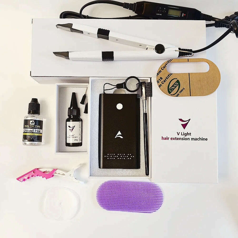 KIMLUD, Best V Light Technology Hair Extension Real Hair Fast Grafting Tool Firm and Traceless tool for tape Hair Extension, kit as picture 1 / CHINA, KIMLUD Womens Clothes