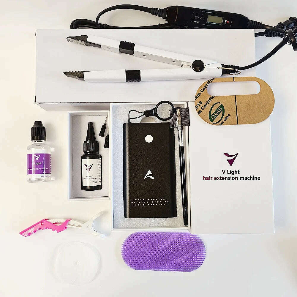 KIMLUD, Best V Light Technology Hair Extension Real Hair Fast Grafting Tool Firm and Traceless tool for tape Hair Extension, kit as picture / CHINA, KIMLUD Womens Clothes