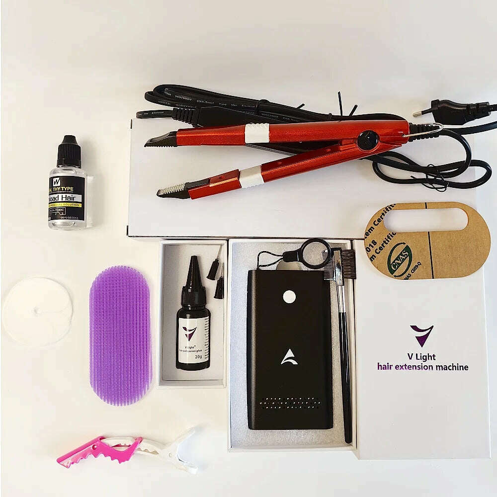 KIMLUD, Best V Light Technology Hair Extension Real Hair Fast Grafting Tool Firm and Traceless tool for tape Hair Extension, kit as picture 5 / CHINA, KIMLUD Womens Clothes