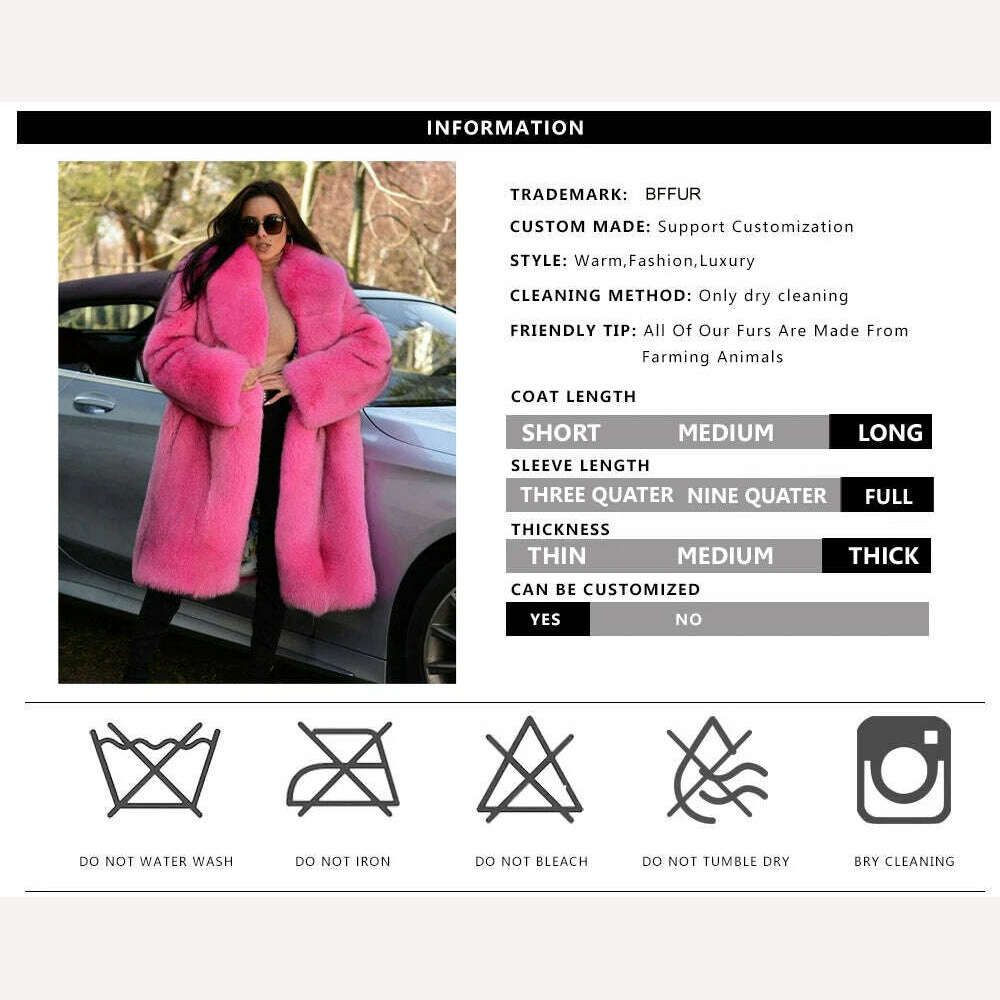 KIMLUD, BFFUR Natural Real Fur Coats Women 2022 Winter Fashion Full Pelt Genuine Fox Fur Jackets With Big Lapel Collar Warm Overcoats, KIMLUD Womens Clothes