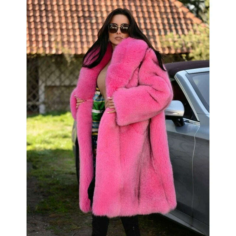 KIMLUD, BFFUR Natural Real Fur Coats Women 2022 Winter Fashion Full Pelt Genuine Fox Fur Jackets With Big Lapel Collar Warm Overcoats, KIMLUD Womens Clothes