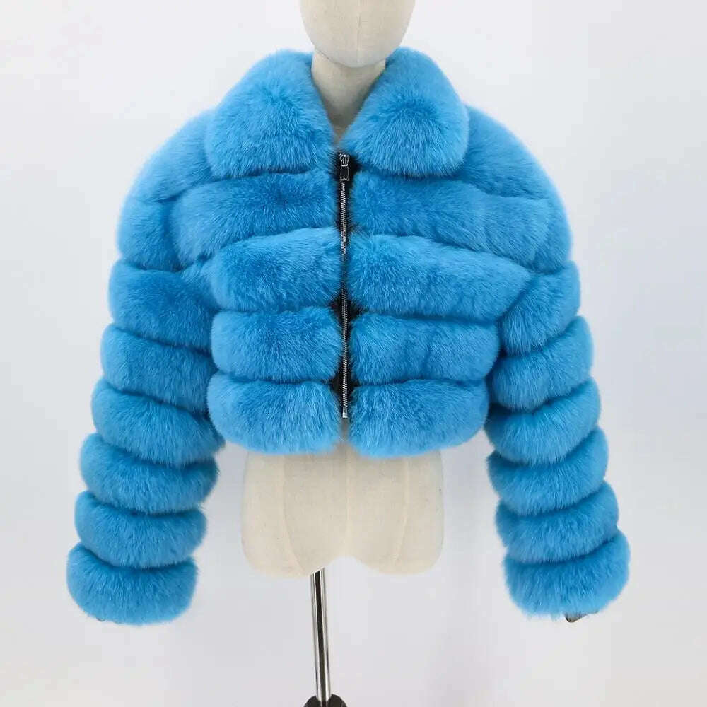 KIMLUD, BFFUR Short Real Fox Fur Coats Women 2022 Winter Fashion Natural Whole Skin Genuine Fox Fur Jackets With Fur Collar Overcoats, KIMLUD Womens Clothes