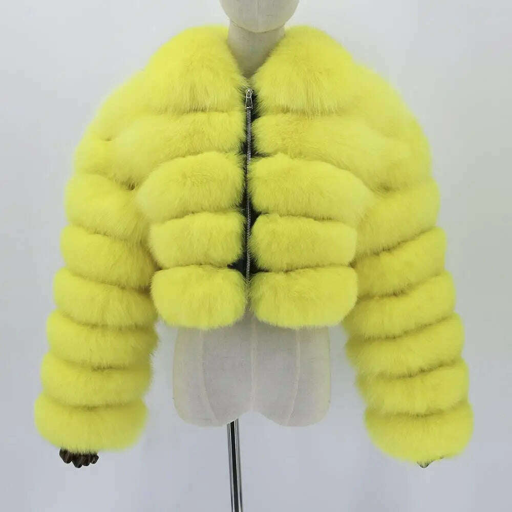 KIMLUD, BFFUR Short Real Fox Fur Coats Women 2022 Winter Fashion Natural Whole Skin Genuine Fox Fur Jackets With Fur Collar Overcoats, KIMLUD Womens Clothes