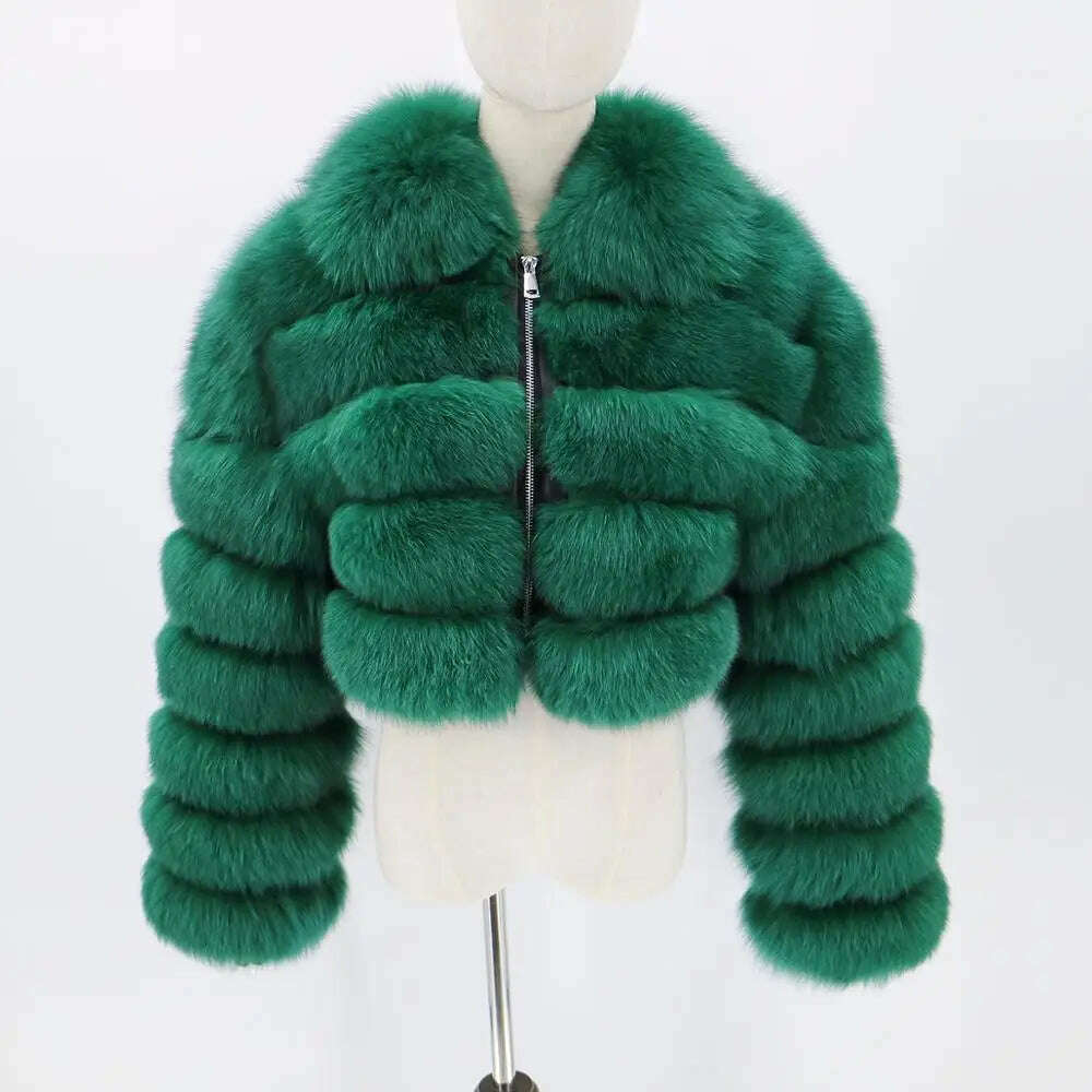 KIMLUD, BFFUR Short Real Fox Fur Coats Women 2022 Winter Fashion Natural Whole Skin Genuine Fox Fur Jackets With Fur Collar Overcoats, KIMLUD Womens Clothes