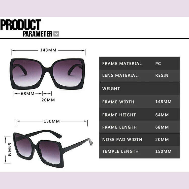Big Frame Fashion Oversized Sunglasses Women Brand Designer Plastic Female Gradient Sun Glasses gafas de sol mujer UV400 - KIMLUD