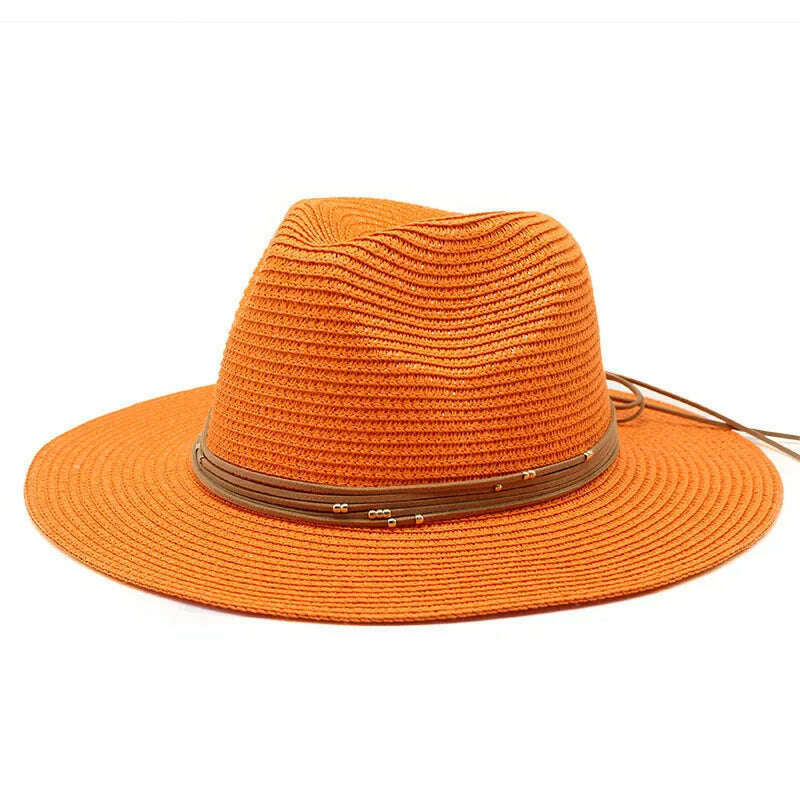 Big Size 60CM New Straw Hat 7cm Brim Summer Cooling Beach Sun Hat Outdoor Party Panama Jazz Hat Sombreros De Mujer - KIMLUD