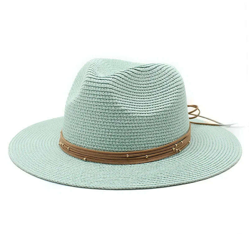 Big Size 60CM New Straw Hat 7cm Brim Summer Cooling Beach Sun Hat Outdoor Party Panama Jazz Hat Sombreros De Mujer - KIMLUD