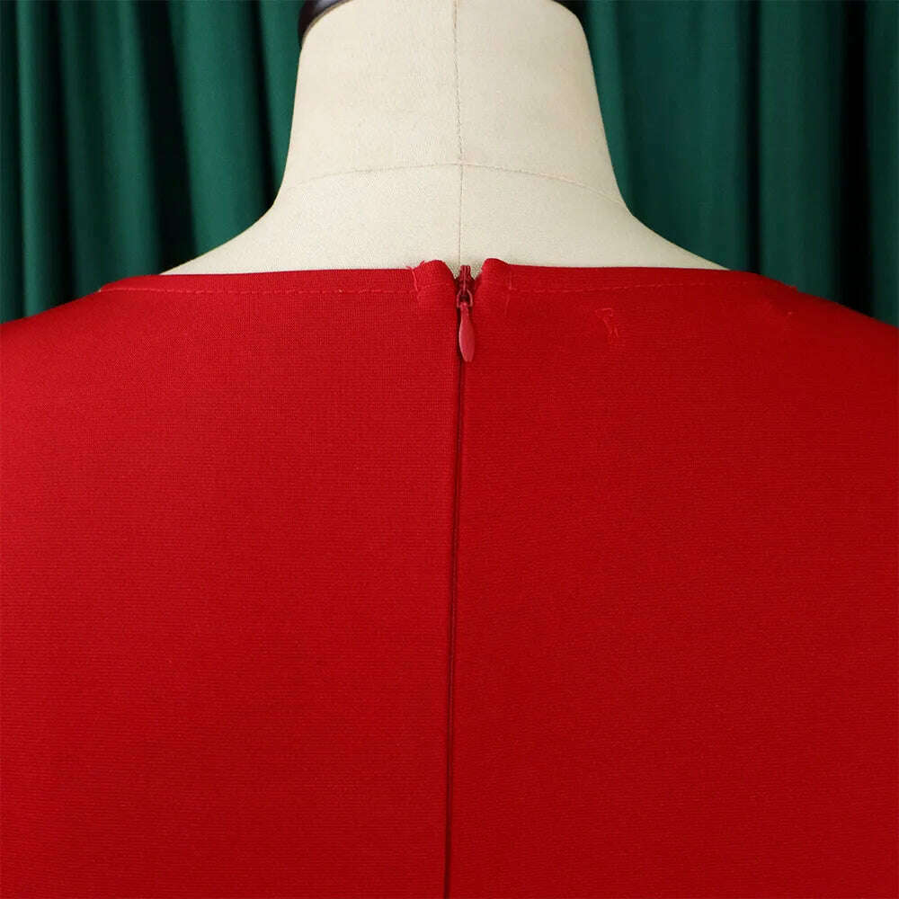 KIMLUD, Big size women 2024 new fashion temperament commuter five-quarter sleeve color matching buttock dress, KIMLUD Womens Clothes