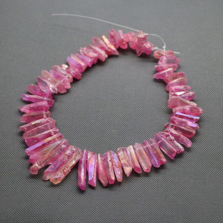 KIMLUD, Biggest Promotion Titanium Pink Crystal Quartz Top Drilled Point Beads Raw Crystal Stick Pendants Women Jewelry Making, KIMLUD Womens Clothes