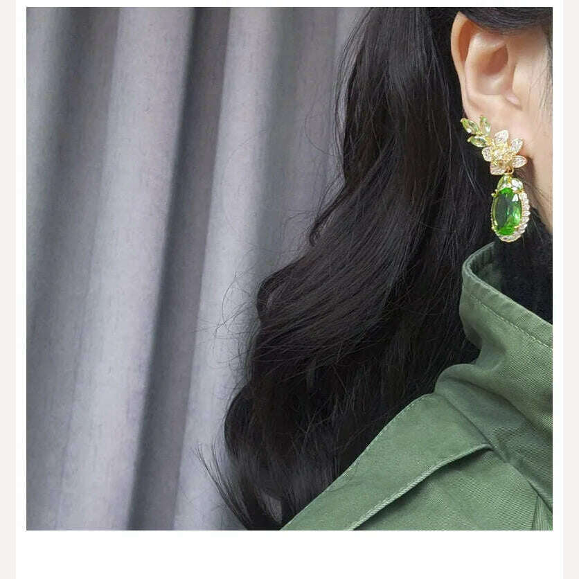 Bilincolor Blossoming Flower Lightweight Water Drop Shaped Zircon Earrings for Chrismas’ Gift - KIMLUD