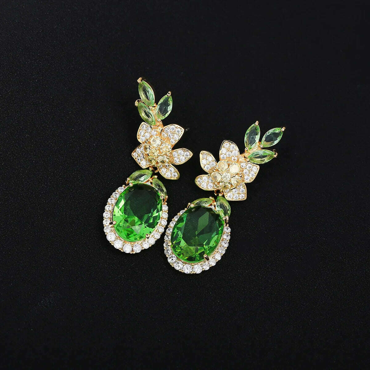 Bilincolor Blossoming Flower Lightweight Water Drop Shaped Zircon Earrings for Chrismas’ Gift - KIMLUD