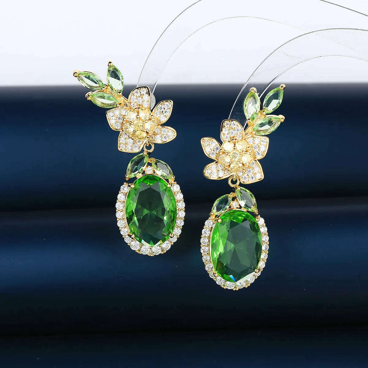 Bilincolor Blossoming Flower Lightweight Water Drop Shaped Zircon Earrings for Chrismas’ Gift - KIMLUD