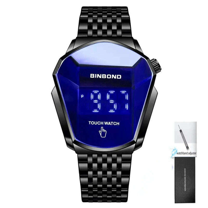 KIMLUD, BINBOND Fashion Luxury Unique Military Motorcycle Stainless Steel Business Sports Men's Golden Watch Style Concept With box, Touch-Black-Blue, KIMLUD APPAREL - Womens Clothes
