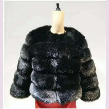 KIMLUD, BINYUXD 2018 Faux Fur Factory Fox Faux Fur Coat Women Winter Warm Artifical Fur Coat Overcoat Female Ladies Faux Furs Jacket, black / M / CHINA, KIMLUD APPAREL - Womens Clothes