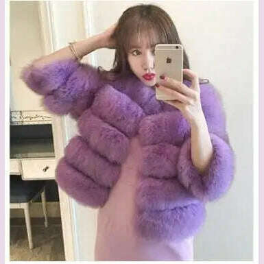 KIMLUD, BINYUXD 2018 Faux Fur Factory Fox Faux Fur Coat Women Winter Warm Artifical Fur Coat Overcoat Female Ladies Faux Furs Jacket, Lavender / M / CHINA, KIMLUD APPAREL - Womens Clothes