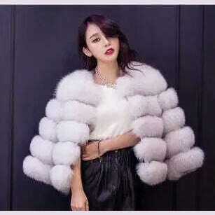KIMLUD, BINYUXD 2018 Faux Fur Factory Fox Faux Fur Coat Women Winter Warm Artifical Fur Coat Overcoat Female Ladies Faux Furs Jacket, The fox ecru / M / CHINA, KIMLUD APPAREL - Womens Clothes