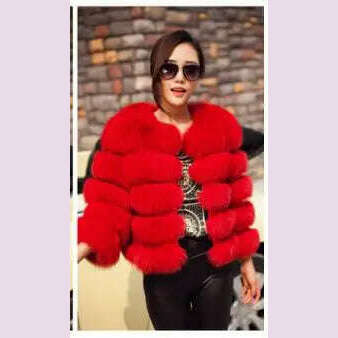 KIMLUD, BINYUXD 2018 Faux Fur Factory Fox Faux Fur Coat Women Winter Warm Artifical Fur Coat Overcoat Female Ladies Faux Furs Jacket, Red / XL / CHINA, KIMLUD APPAREL - Womens Clothes
