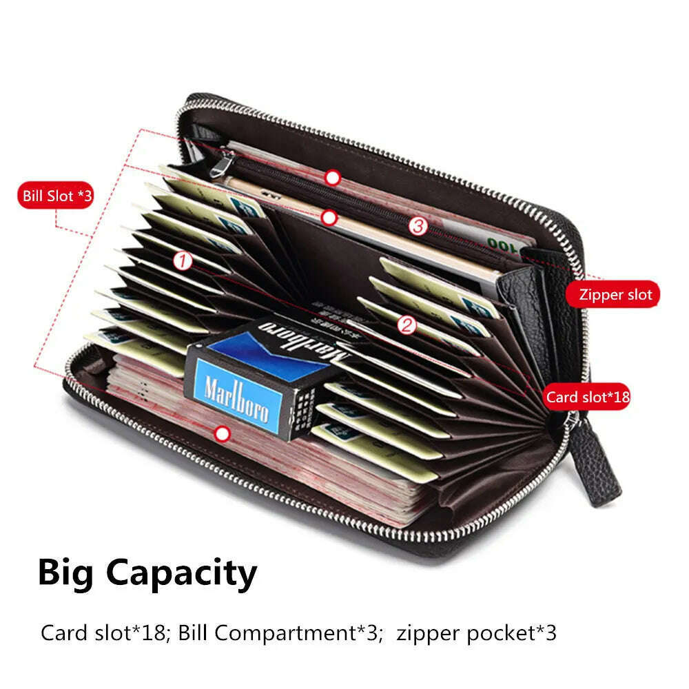 KIMLUD, BISON DENIM 100% Cow Leather Clutch Wallets for Men RFID Blocking Card Holder Wallet Coin Purse Long Phone Wallet W8226, KIMLUD Womens Clothes