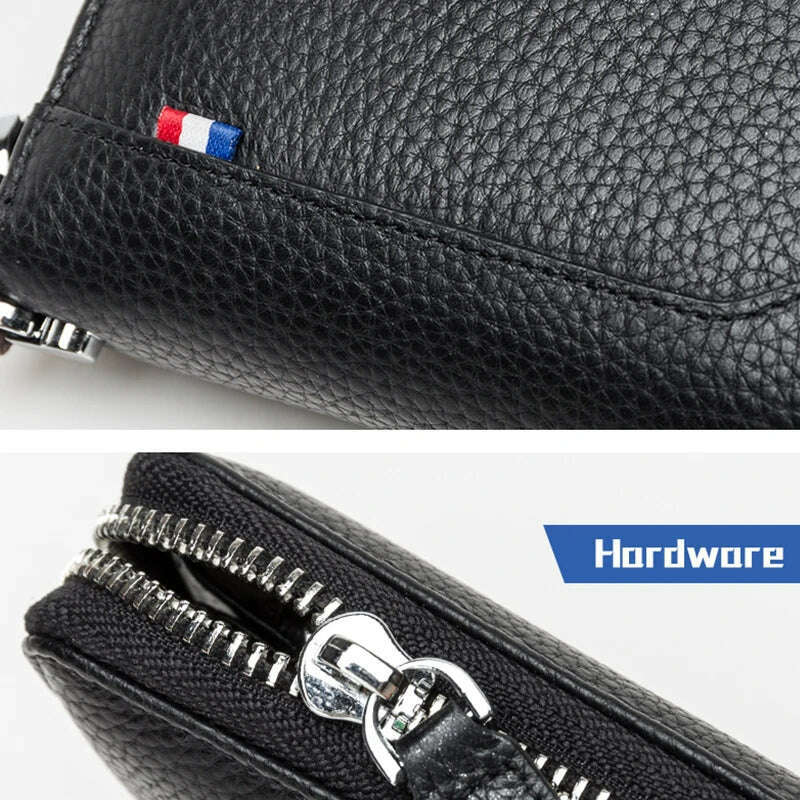 KIMLUD, BISON DENIM 100% Cow Leather Clutch Wallets for Men RFID Blocking Card Holder Wallet Coin Purse Long Phone Wallet W8226, KIMLUD Womens Clothes