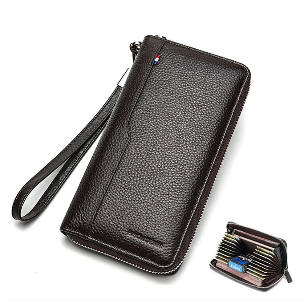 KIMLUD, BISON DENIM 100% Cow Leather Clutch Wallets for Men RFID Blocking Card Holder Wallet Coin Purse Long Phone Wallet W8226, Coffee / CN, KIMLUD APPAREL - Womens Clothes