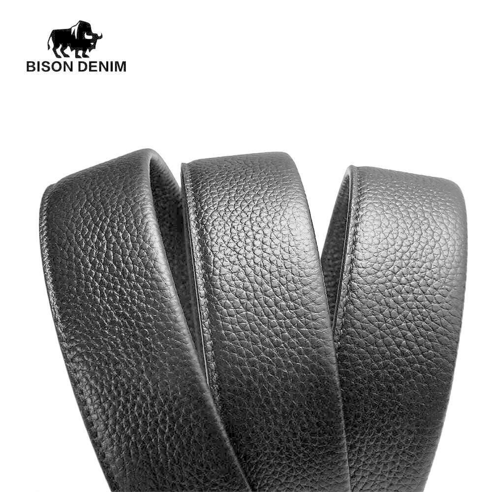 BISON DENIM Genuine Leather Belts For Men Luxury Brand Cowskin Belt Male Casual Automatic Jeans Belt Strap Gift For Man N71347 - KIMLUD