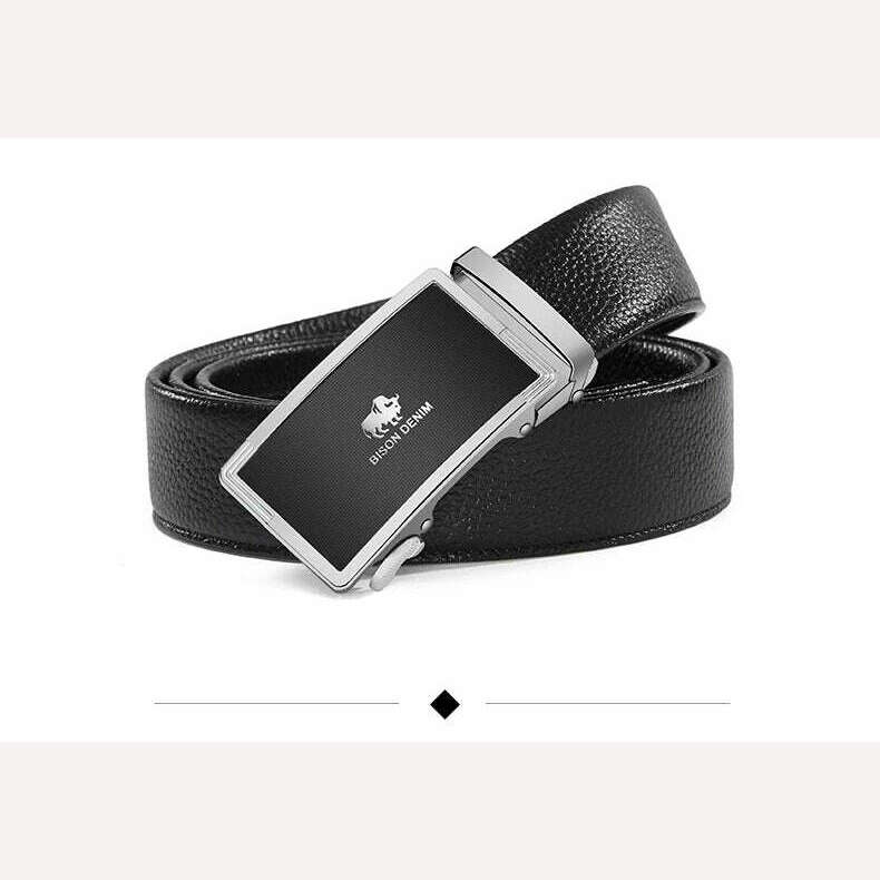 BISON DENIM Genuine Leather Belts For Men Luxury Brand Cowskin Belt Male Casual Automatic Jeans Belt Strap Gift For Man N71347 - KIMLUD