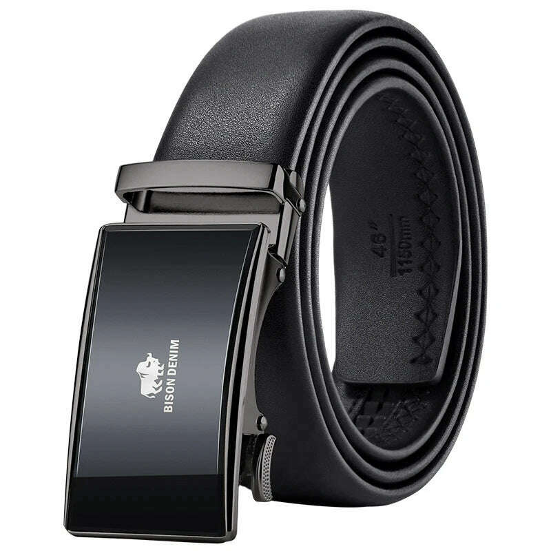 KIMLUD, BISONDENIM New Male Automatic Buckle Belts For Men Authentic Girdle Trend Men's Belts Ceinture Fashion Designer Women Jean Belt, KIMLUD Womens Clothes