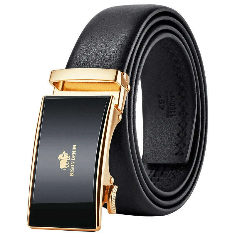 KIMLUD, BISONDENIM New Male Automatic Buckle Belts For Men Authentic Girdle Trend Men's Belts Ceinture Fashion Designer Women Jean Belt, KIMLUD Womens Clothes
