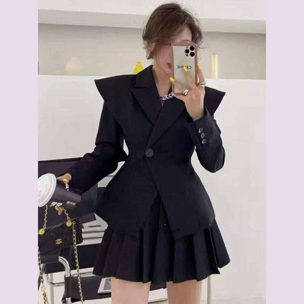 BJTZ Fashion Office Lady Designer Short Blazer Women's Clothing Coat 2024 Spring Autumn New Fashion Pleated Skirt 2 Piece Female - KIMLUD