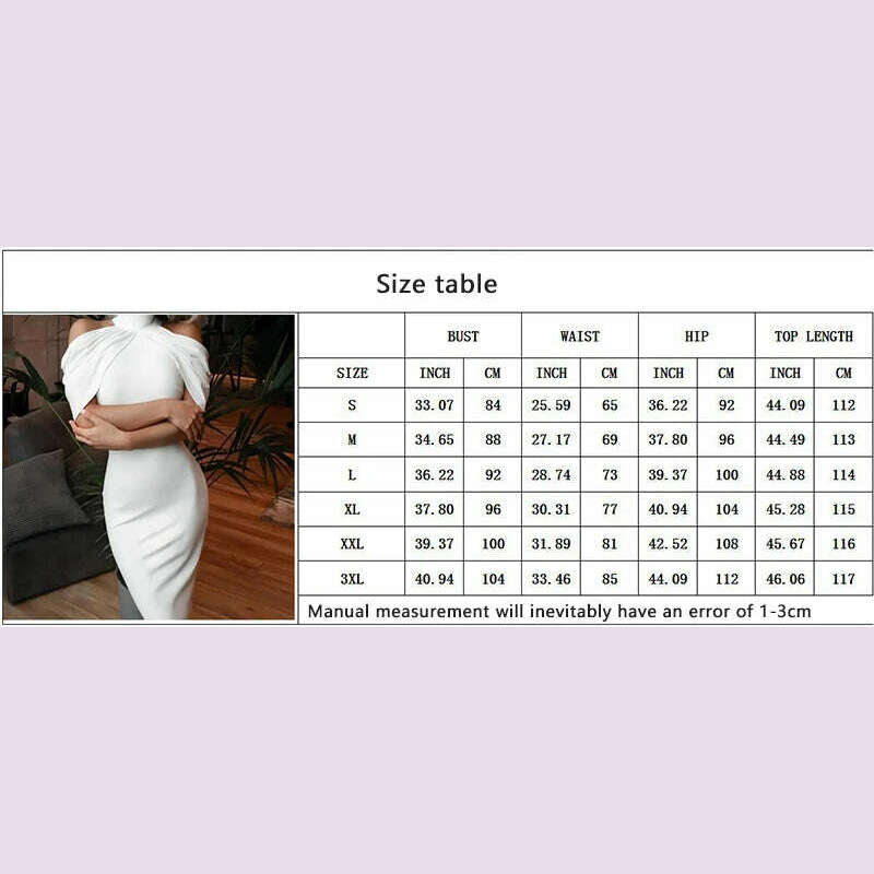 BKLD Women Fashion Elegant Off-shoulder Dress Turtleneck Draped Pleated High Waist Sheath Wrap Hip White Dress Party Office Wear - KIMLUD