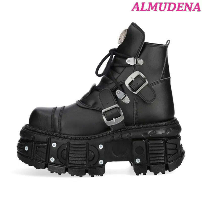 KIMLUD, Black Punk Metal Buckled Boots Women Platform Thick Sole Lace up Rock Leather Shoes Vintage Luxury Designer Y2K Shoe Booties, KIMLUD Womens ClothesKIMLUD, Black Punk Metal Buckled Boots Women Platform Thick Sole Lace up Rock Leather Shoes Vintage Luxury Designer Y2K Shoe Booties, as photo / 35, KIMLUD APPAREL - Womens Clothes