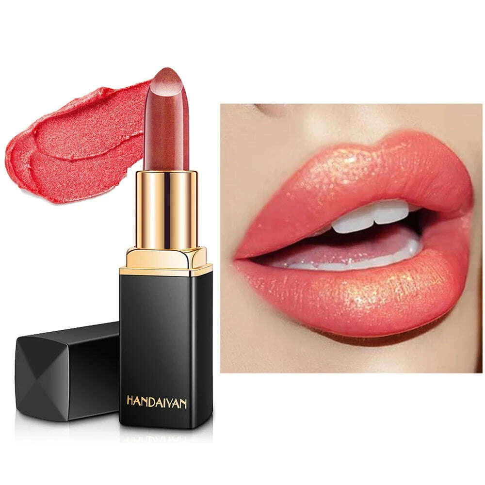 Black tube gold shiny lipstick, pearl moisturizing lipstick 9 colors available - KIMLUD