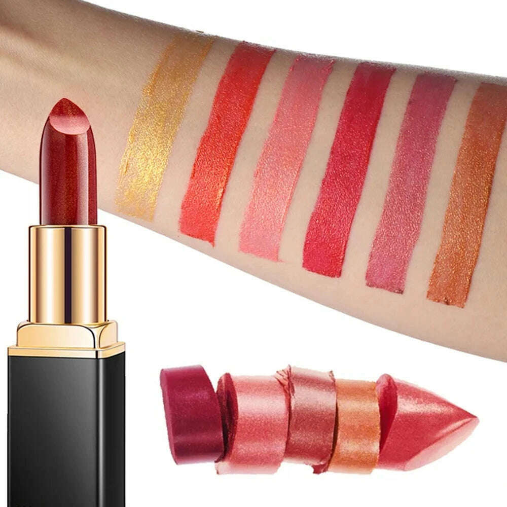 Black tube gold shiny lipstick, pearl moisturizing lipstick 9 colors available - KIMLUD