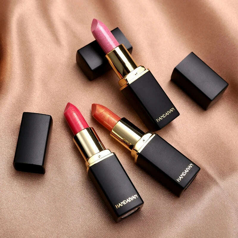 Black tube gold shiny lipstick, pearl moisturizing lipstick 9 colors available - KIMLUD