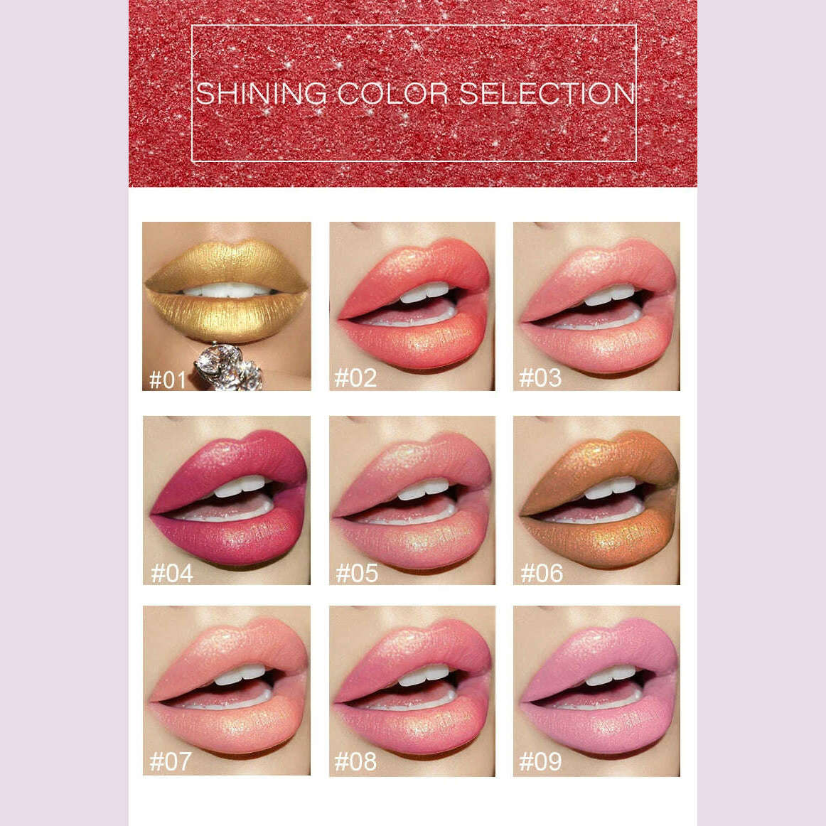 Black tube gold shiny lipstick, pearl moisturizing lipstick 9 colors available - KIMLUD