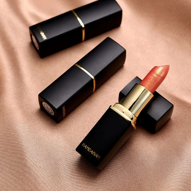 Black tube gold shiny lipstick, pearl moisturizing lipstick 9 colors available - KIMLUD