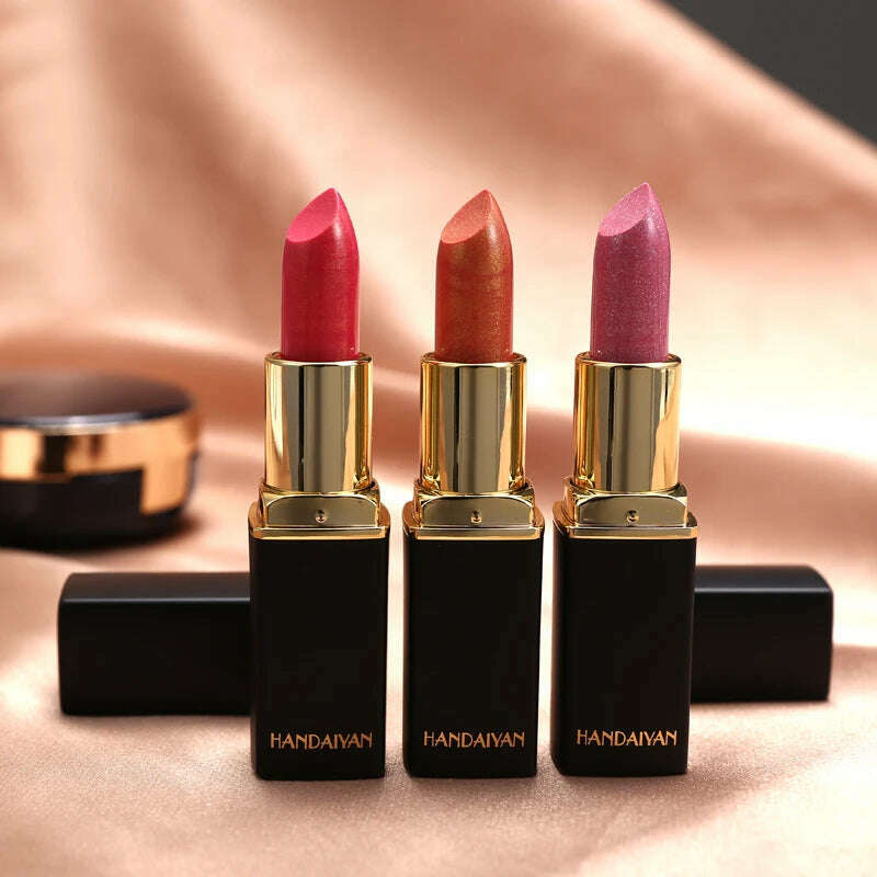 Black tube gold shiny lipstick, pearl moisturizing lipstick 9 colors available - KIMLUD