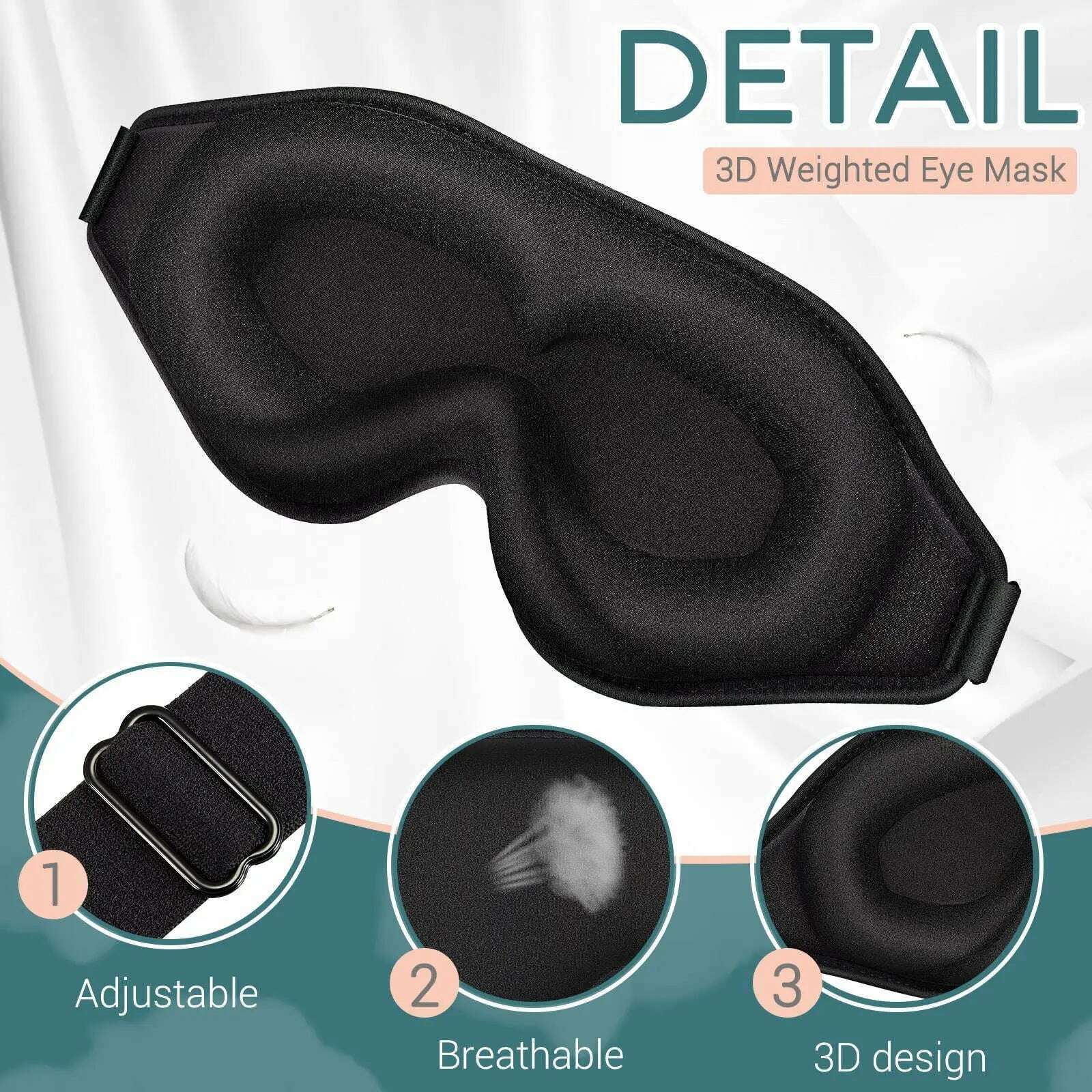 Blackout 3D Sleep Mask Memory Foam Eye Shade Breathable Eye Patch Travel Smooth Slaapmasker Relax Sleeping Aid Women Men - KIMLUD