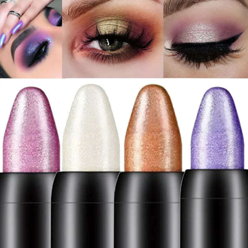 KIMLUD, Bling Eye Makeup Color Pearlescent Pen Highlight Stick Rotating Eye Shadow Pen Matte Silkworm Pen 16 Colors Optional, KIMLUD Womens Clothes