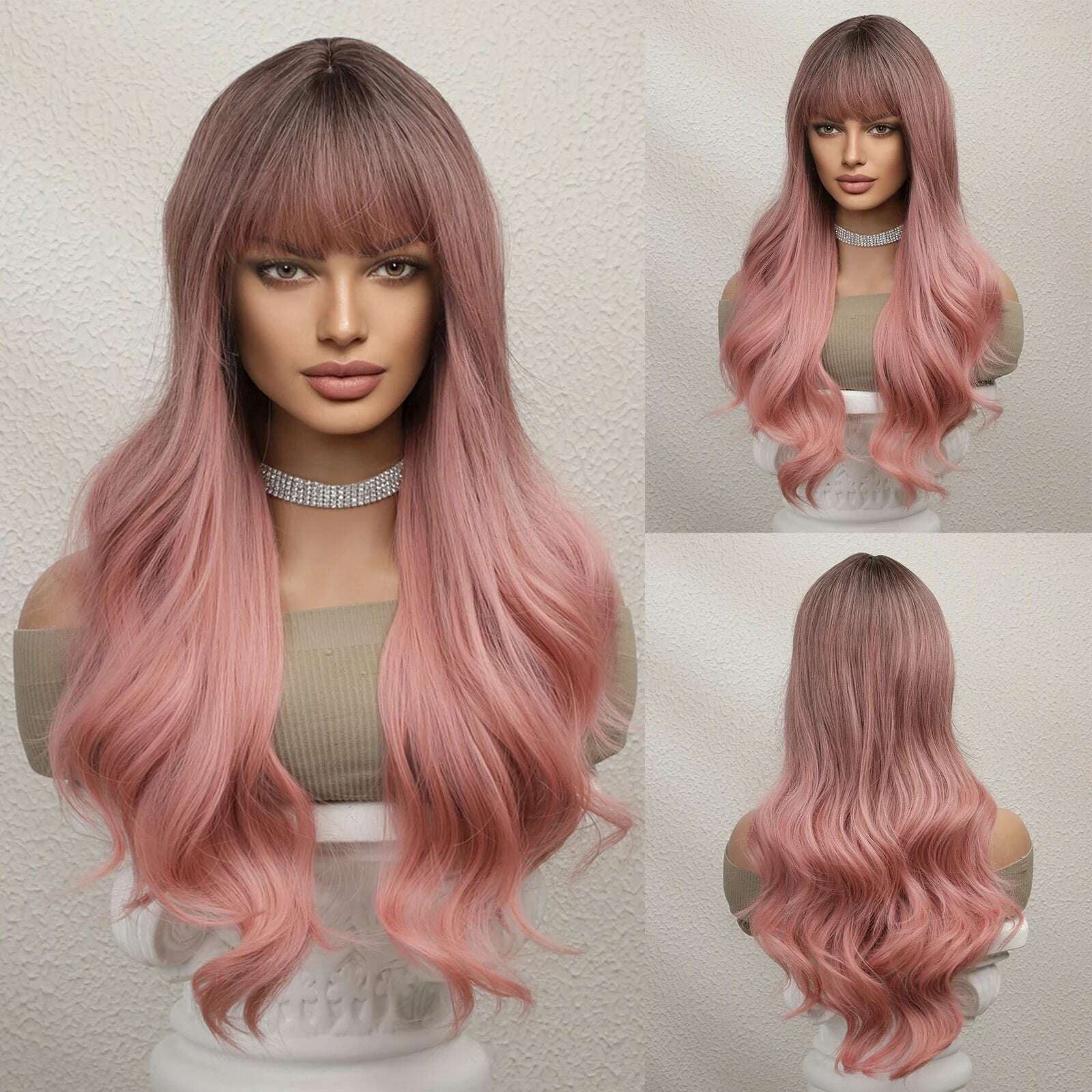 Blonde Unicorn Synthetic Long Wavy Wig Ombre Purple to Blue For WOMEN Cosplay halloween Wigs Heat Resistant Fiber Bangs Hair - KIMLUD