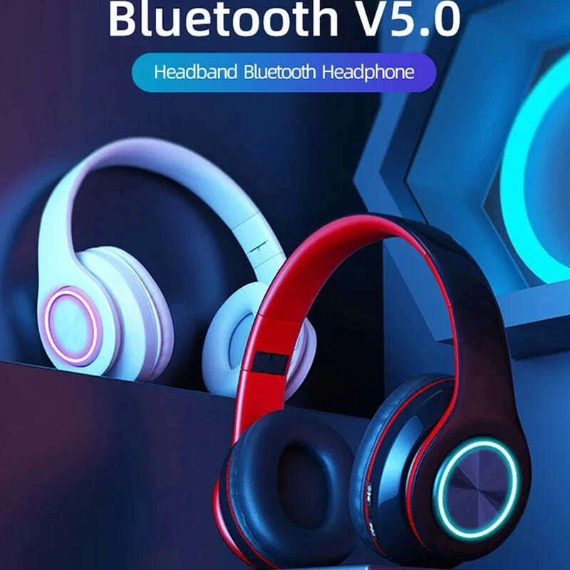Bluetooth 5.0 Earphone Sport Headphones for iPhone Samsung Xiaomi Mobile Phone Wireless Headband Foldable Portable HeadSets - KIMLUD